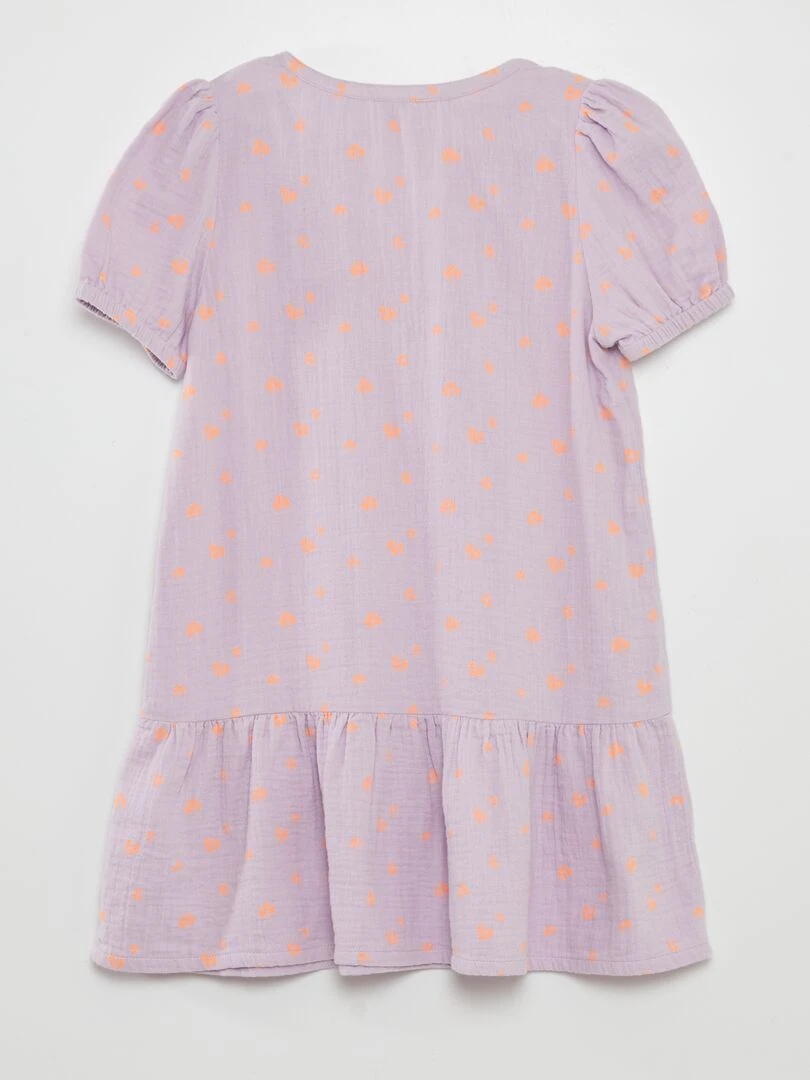 Robe en gaze de coton à manches ballons Violet