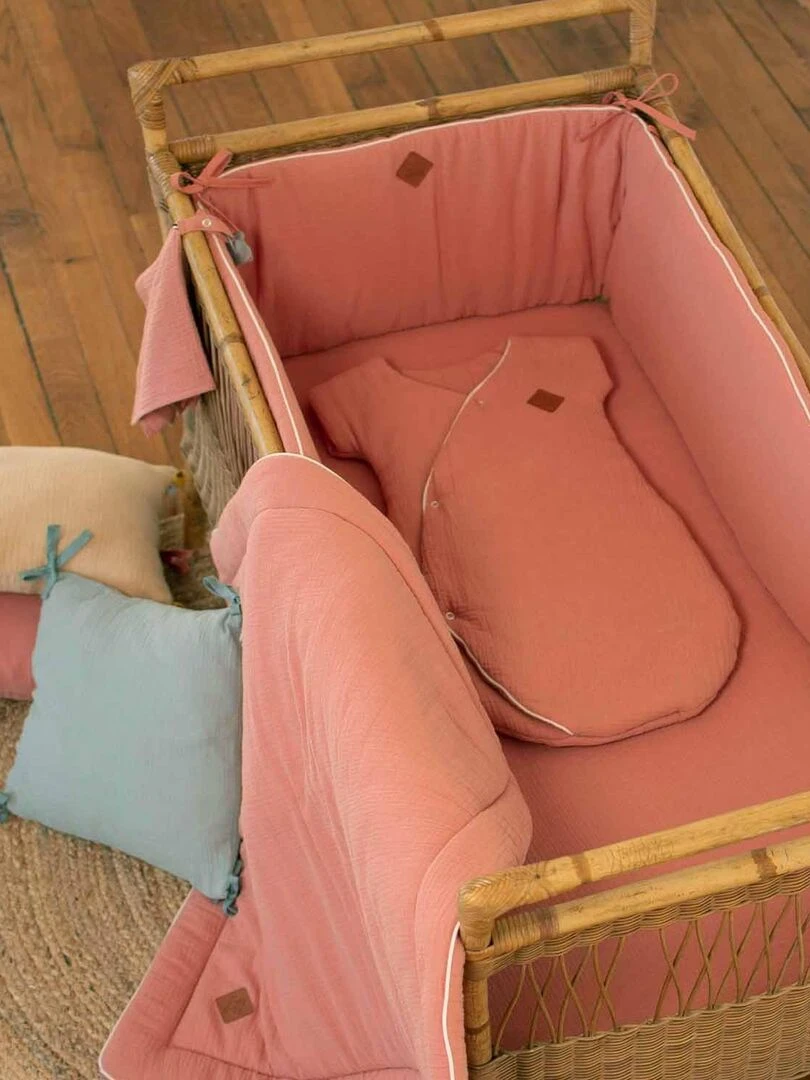 Drap housse uni en gaze de coton   Marron