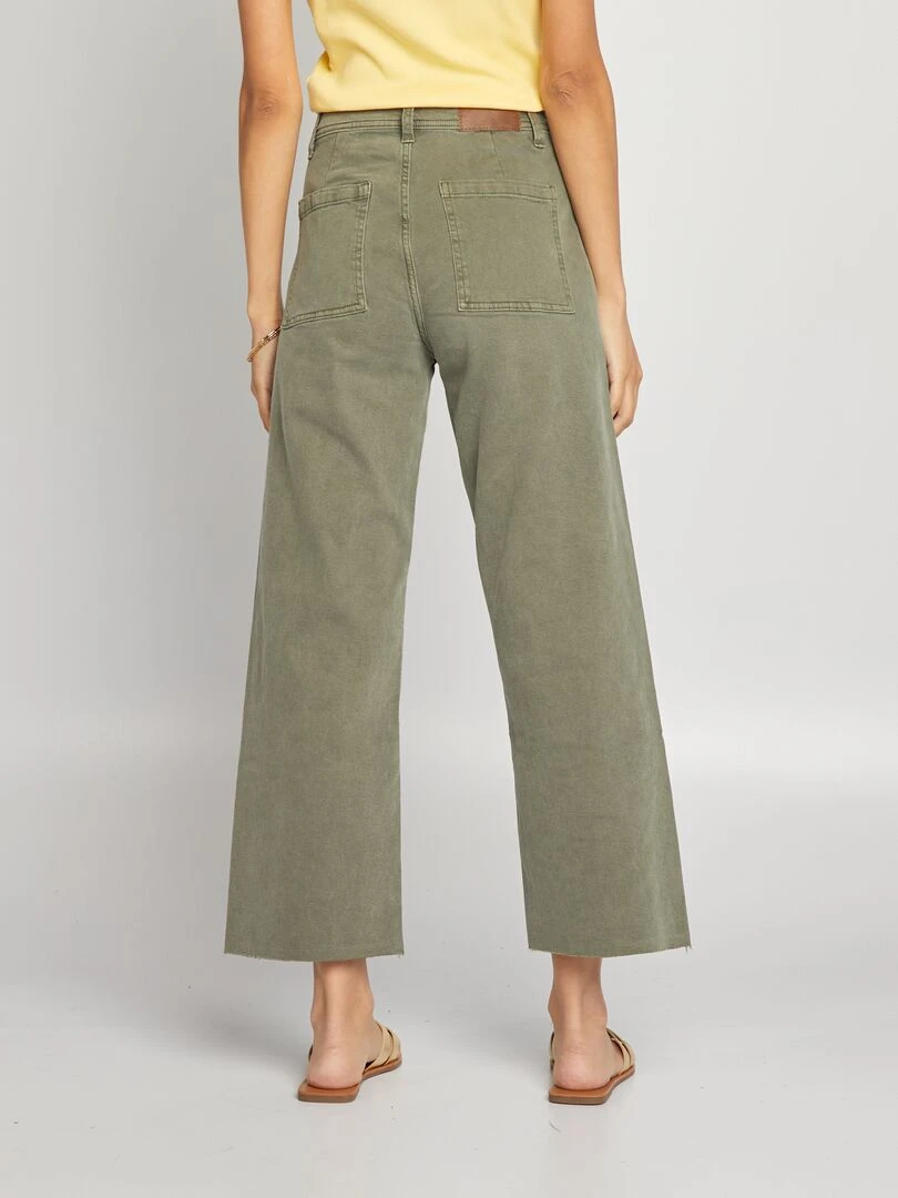 Jean wide leg à taile haute   Vert