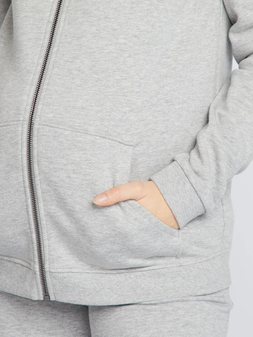 Sweat zippé grossesse en molleton   Gris