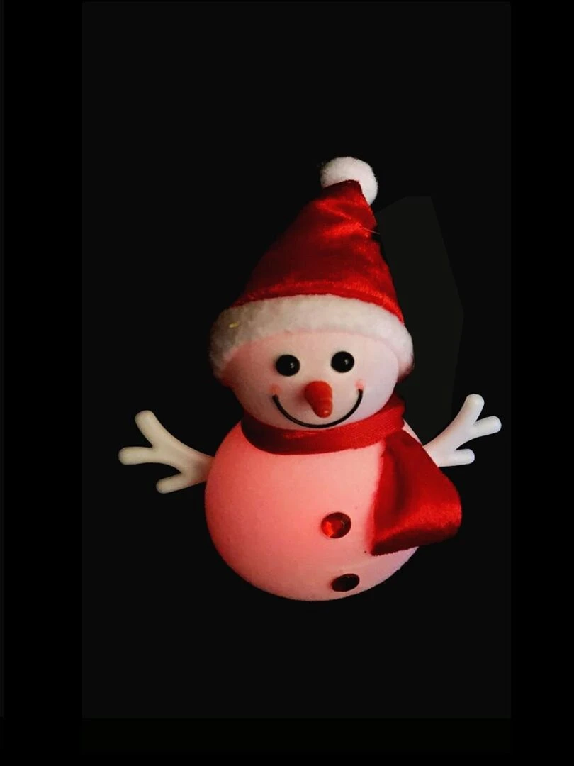 Bonhomme de neige bonnet rouge lumineux Blanc