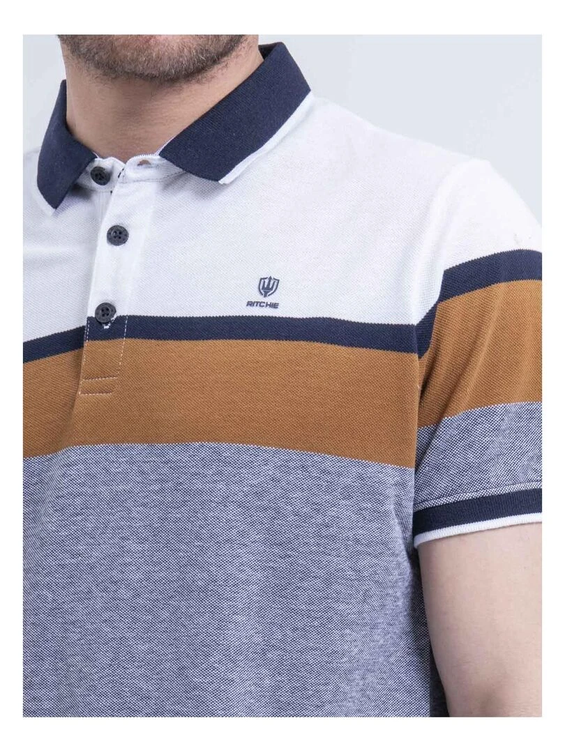 Polo manches courtes rayé PABENOL   Blanc