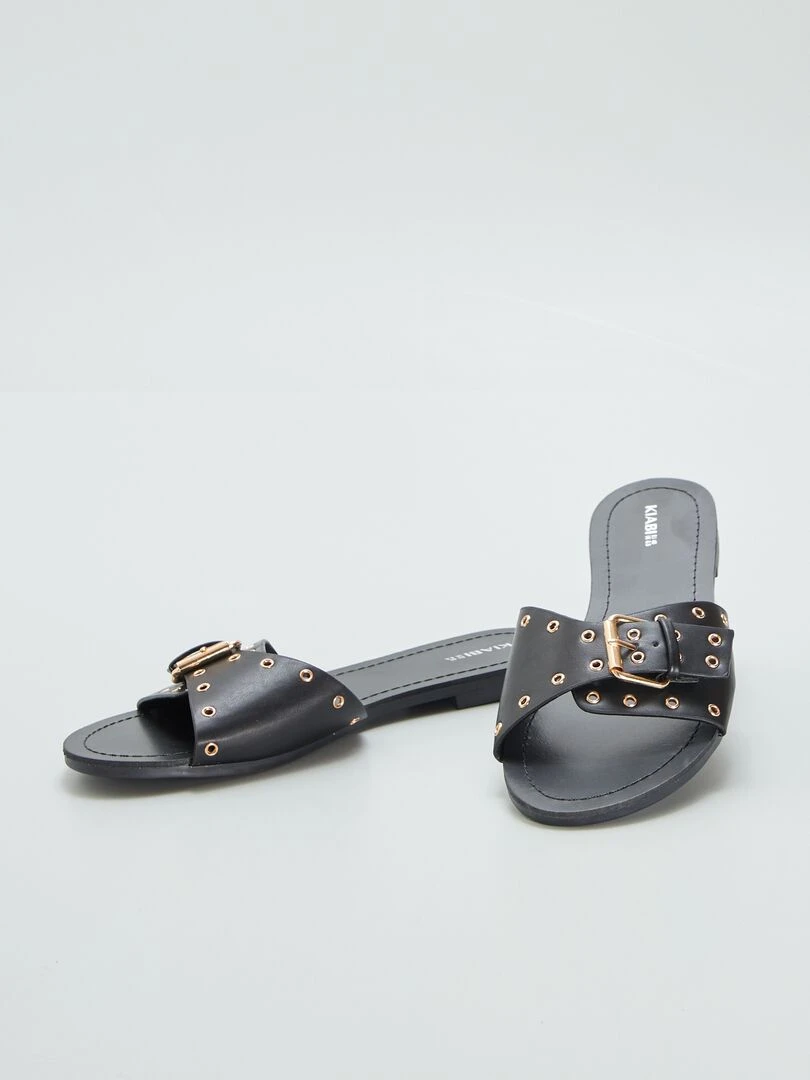 Mules avec brides à boucles   Noir