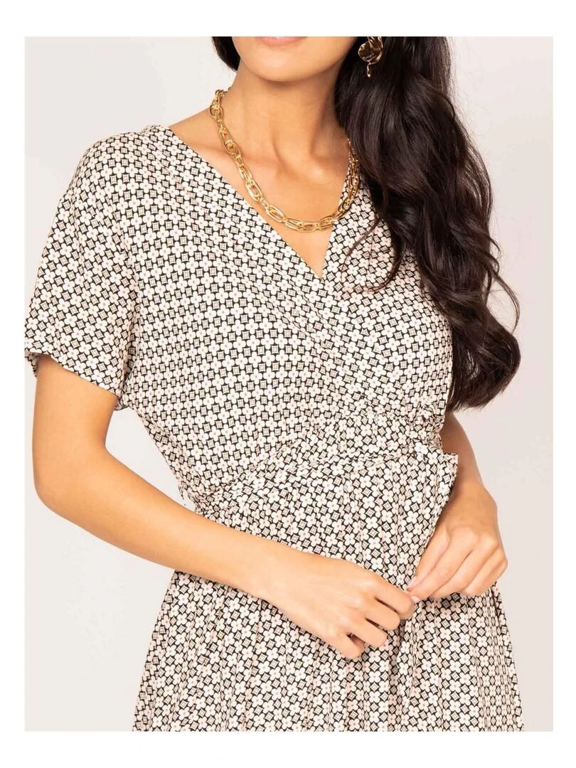 Robe longue motifs ICARE   Ecru