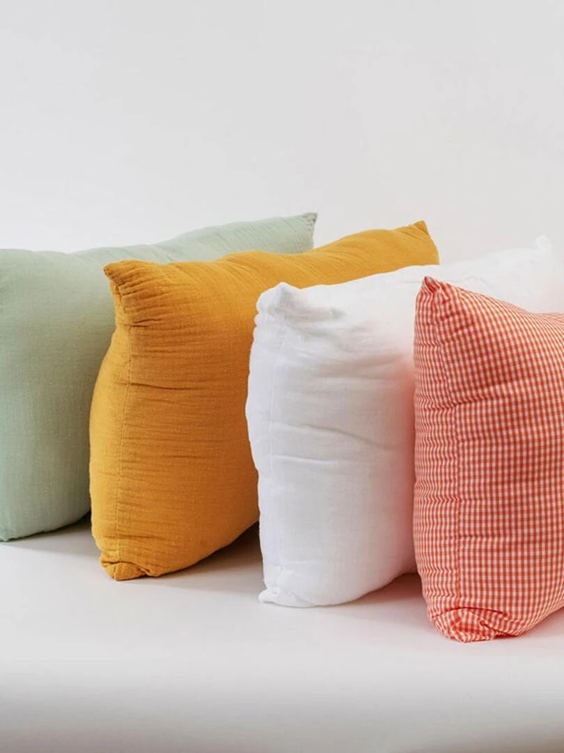 Coussin Rectangle En Coton Bio Vichy   Orange