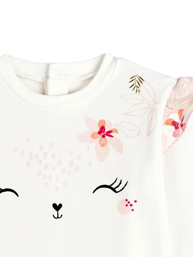 Sweat shirt bébé en molleton Kalaoupe   Ecru