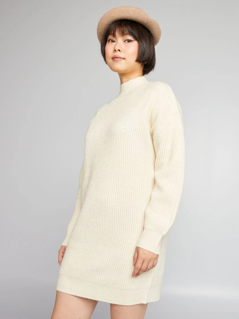 Robe pull côtelé   Beige