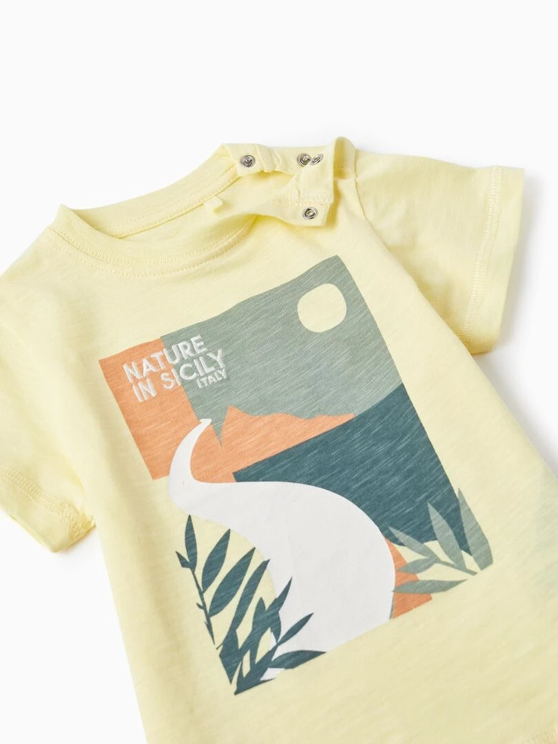 T shirt à manches courtes pour bébé garçon 'Nature en Sicile' manches courtes SICILIAN DAYS   Jaune clair