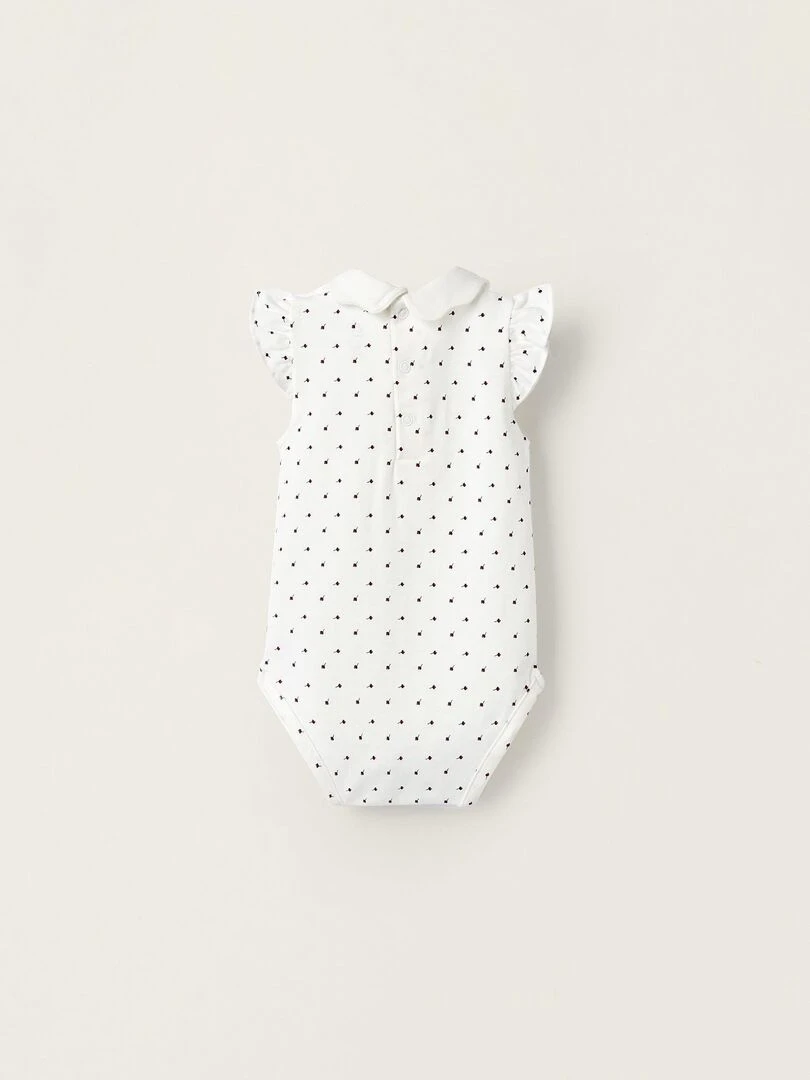Body en coton avec motif floral pour nouveau né manches courtes ATLANTIC COMPANY Blanc