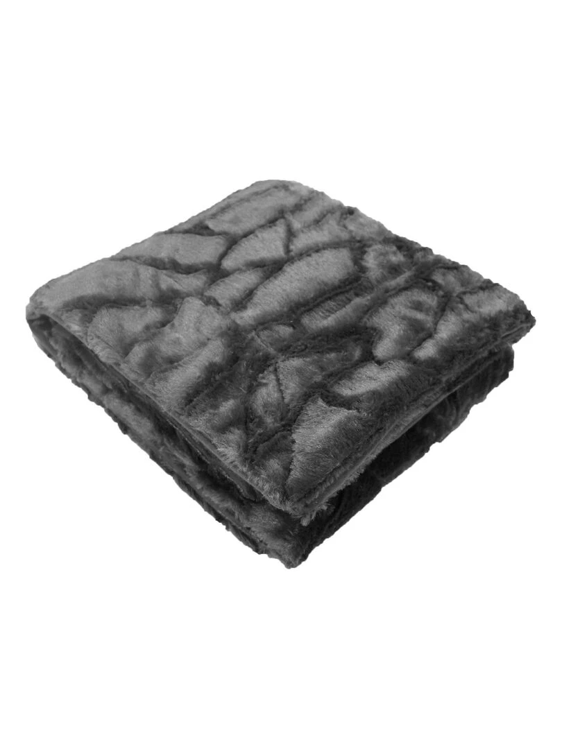 Plaid a poil doux collection Ecaille gris anthracite