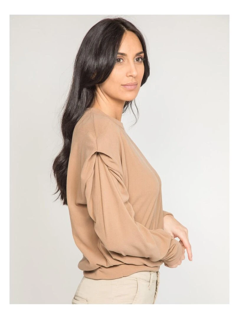 Pull col rond YAHOU   Beige