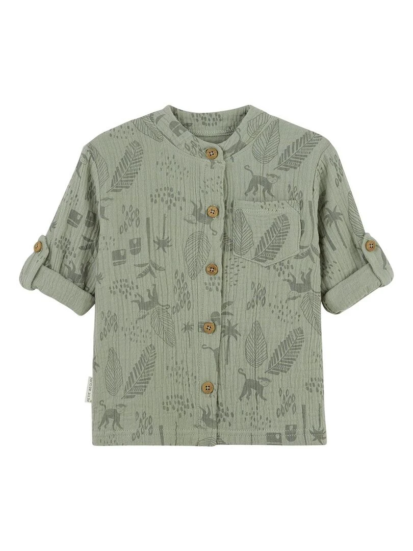 Chemise bébé en gaze de coton Gao   Kaki