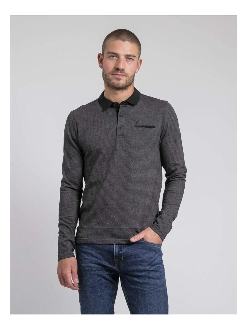 Polo manches longues pur coton PAGNY Noir