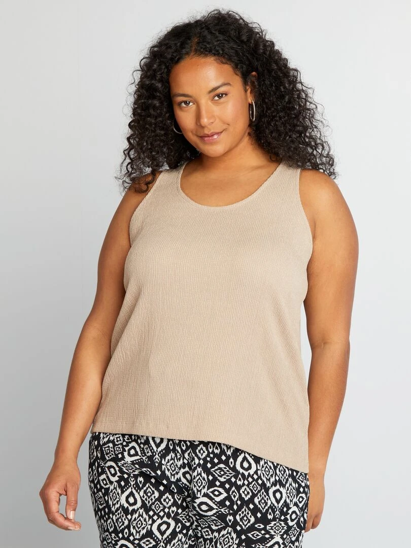 Débardeur large en maille gaufrée   Taupe