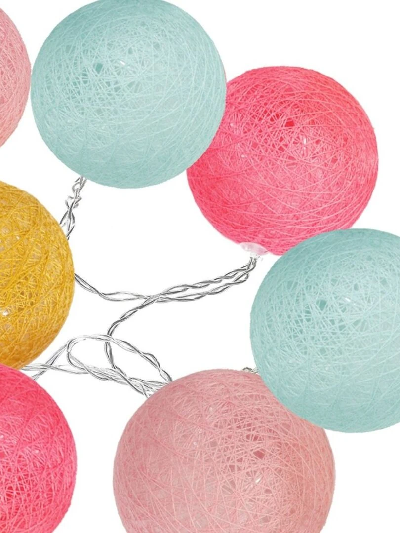 Guirlande LED solaire 10 boules multicolores Blanc