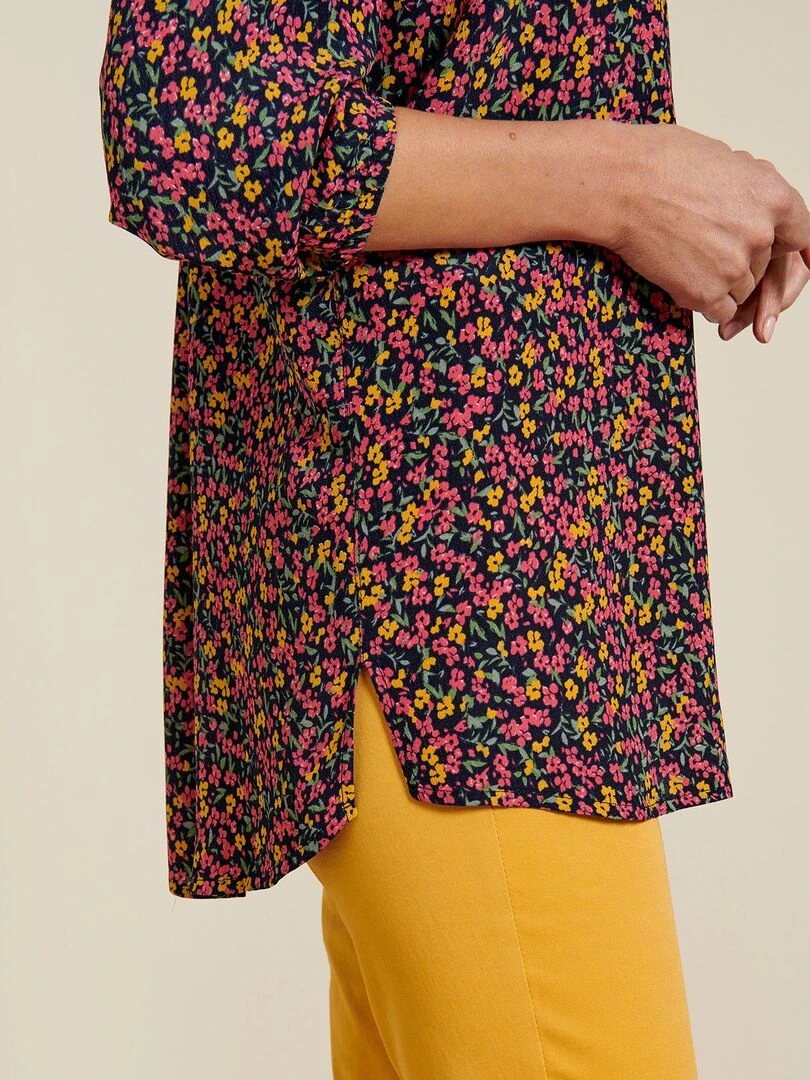 Blouse crêpe fleurie Damart Moutarde