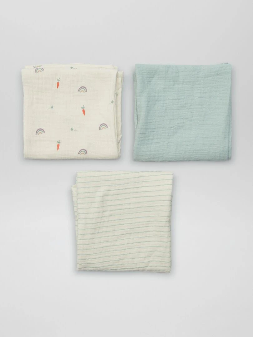 Lot de 3 langes en gaze de coton   Blanc