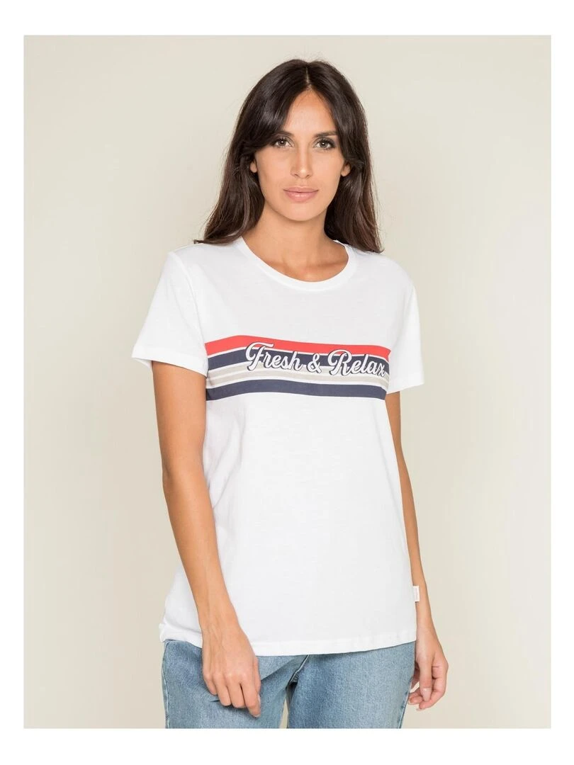 T shirt col rond message FRAMONT Noir