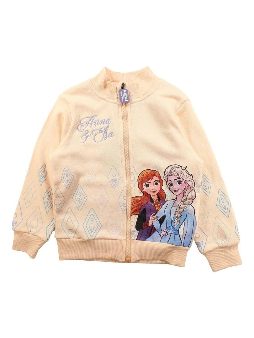 Disney Veste fille imprimé La Reine Des Neiges en coton Rose clair