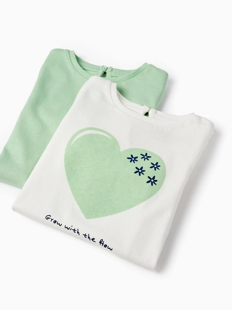 Pack 2 T shirts à manches longues pour bébé fille manches courtes THE WAVE TRIBE   Vert clair