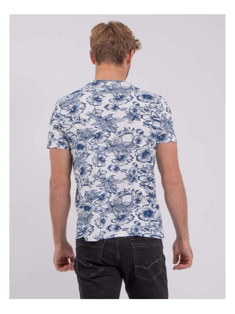 T shirt manches courtes col rond pur coton NOLIBA Bleu