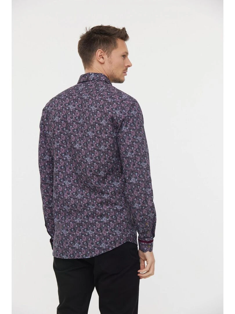 Lee Cooper   Chemise manches longues coton slim DINEUR   Rouge foncé