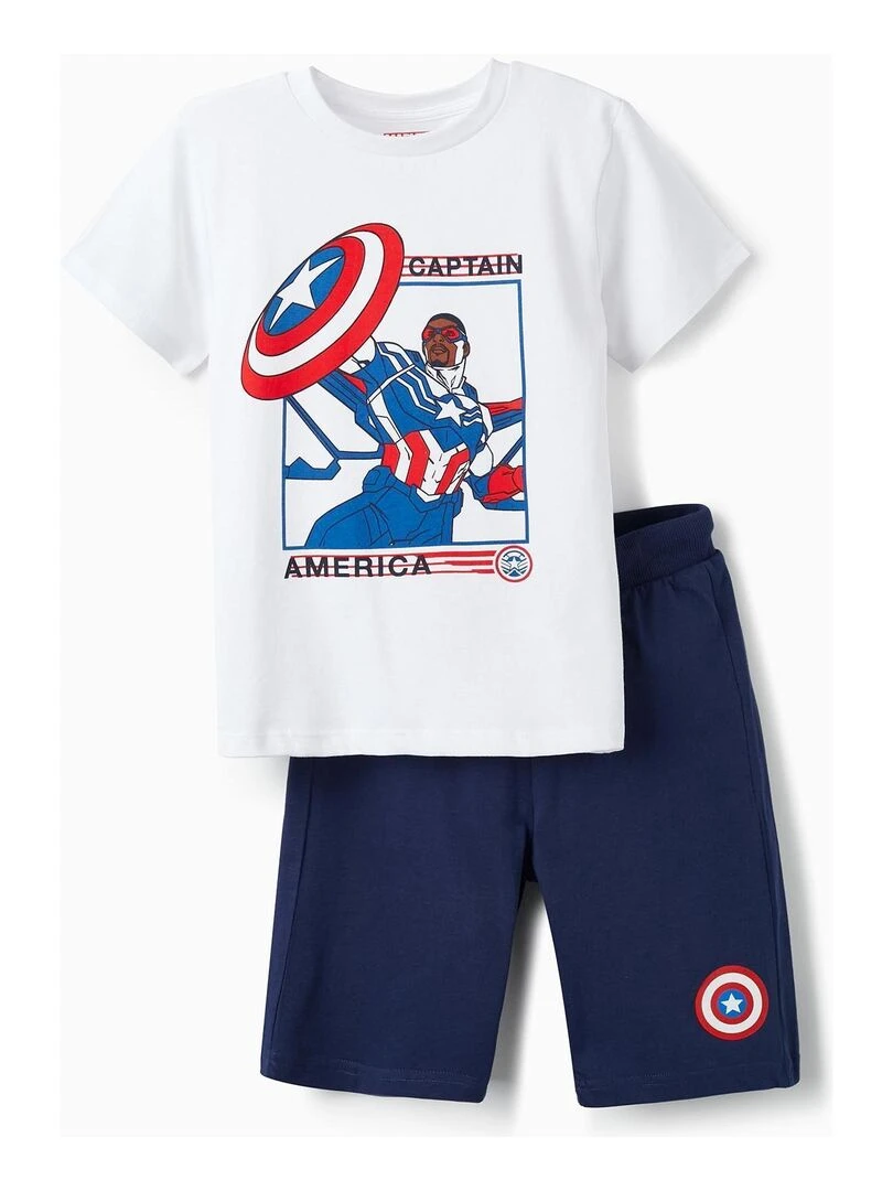 T Shirt + Short pour Garçon 'Capitaine Amérique' MARVEL CAP AMERICA Bleu foncé