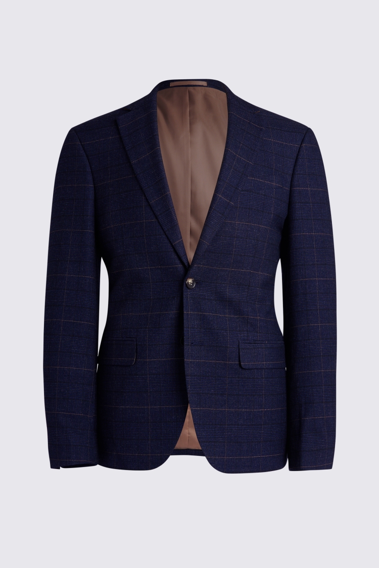 Slim Fit Navy Black Check Jacket   Buy Online at Moss
