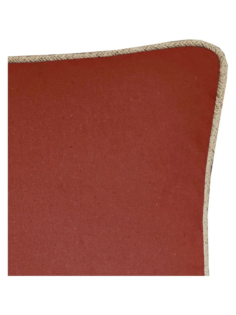 Coussin coton recyclé piping jute 'Deko&co' Rouge foncé