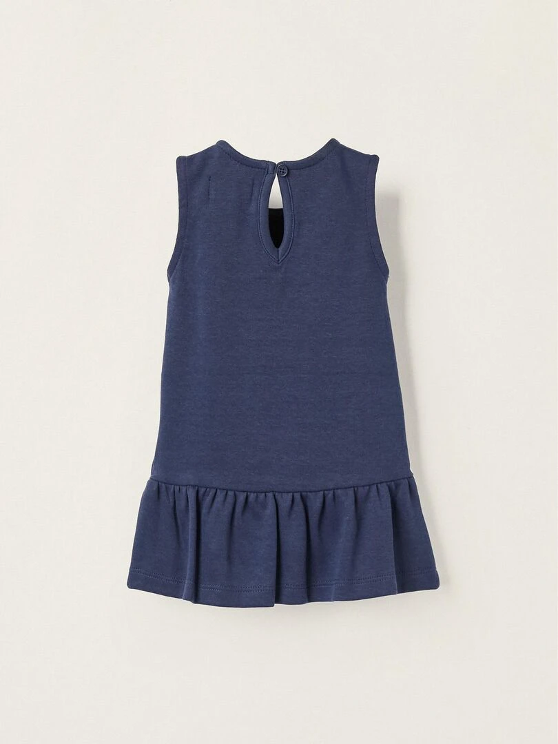 Robe en maille point de Rome pour nouveau né manches courtes ATLANTIC COMPANY Bleu foncé