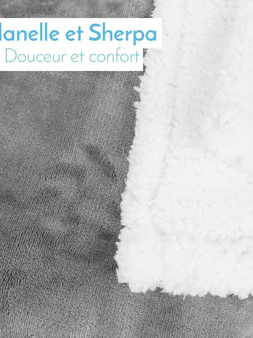 Couverture plaid polaire pour bébé en flanelle et sherpa ultra doux Monsieur Bébé Gris