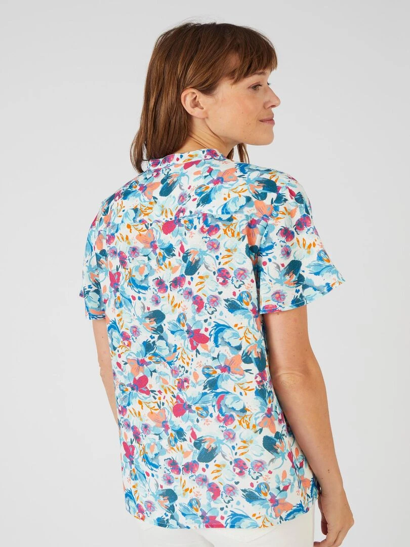 Chemisier à smocks Climatyl   Damart   Blanc Ecru
