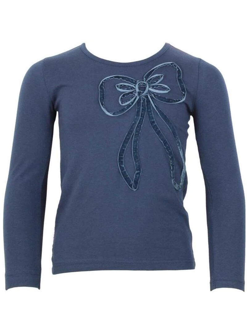 T shirt manches longues fille FANION MISS GIRLY Bleu marine