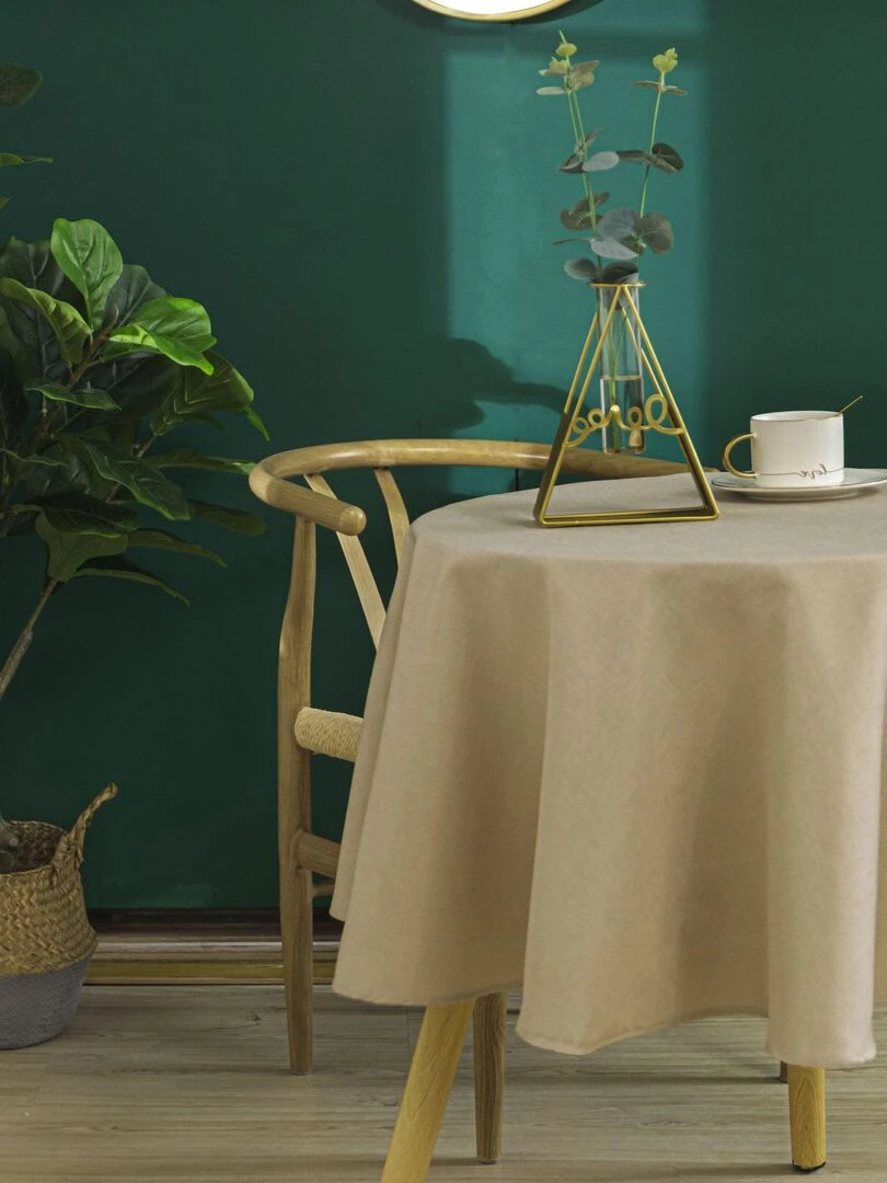 Nappe ronde infroissable et anti tâches   Beige