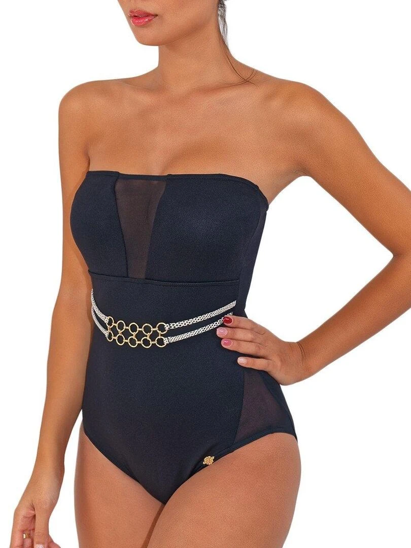 Maillot de bain 1 pièce coupe bustier Swag Noir
