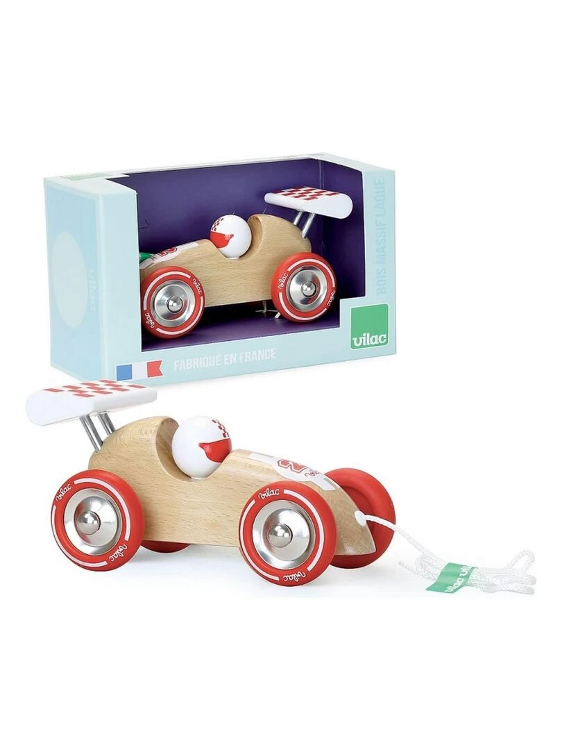 Voiture de course à trainer bois naturel   N/A