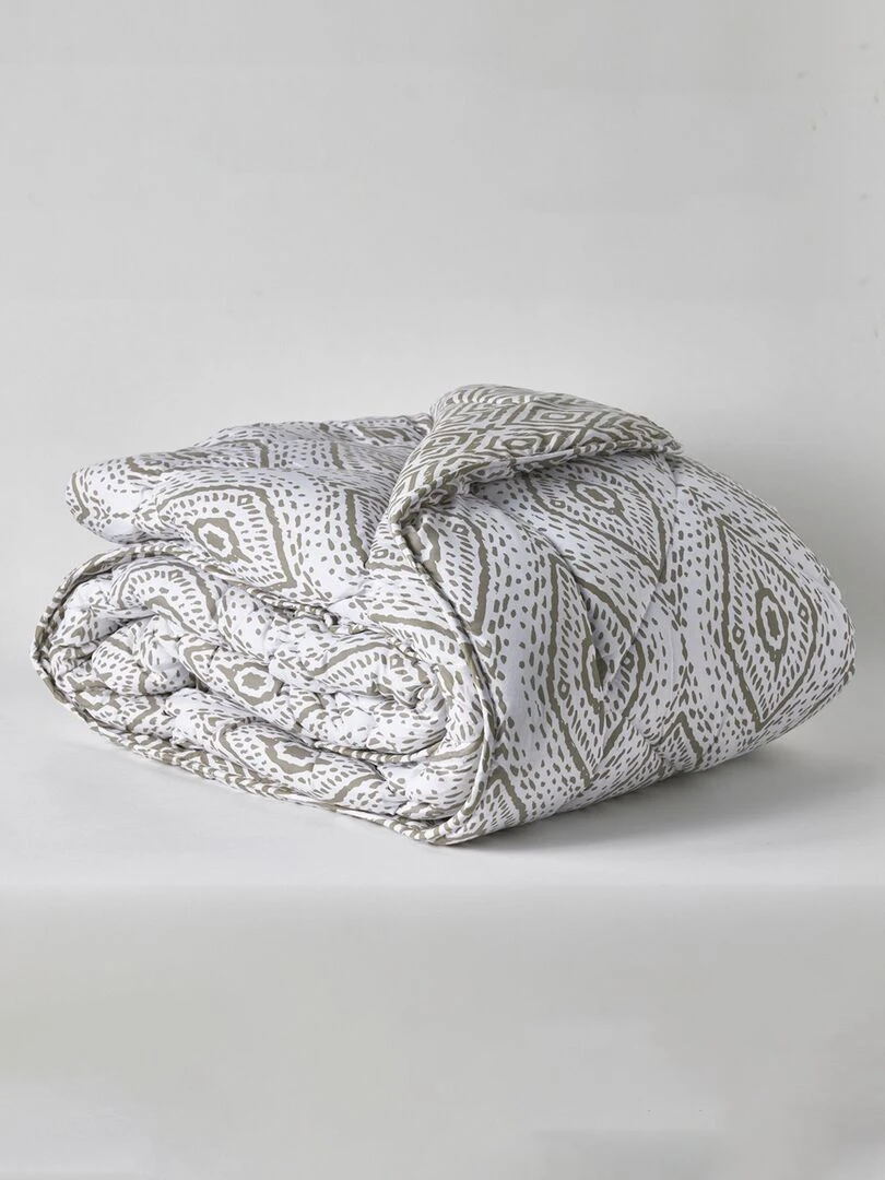 Couette imprimée beige/blanc
