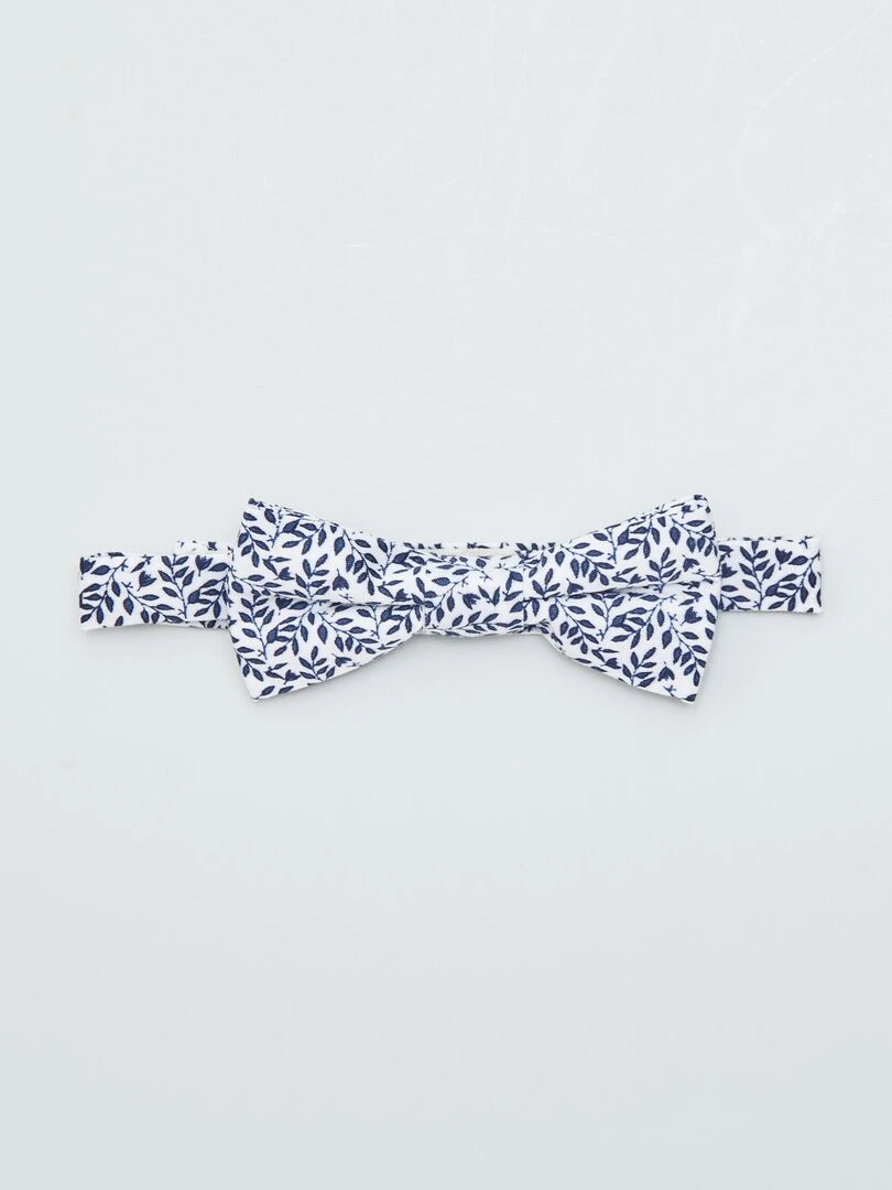 Nœud papillon fleuri Blanc/bleu