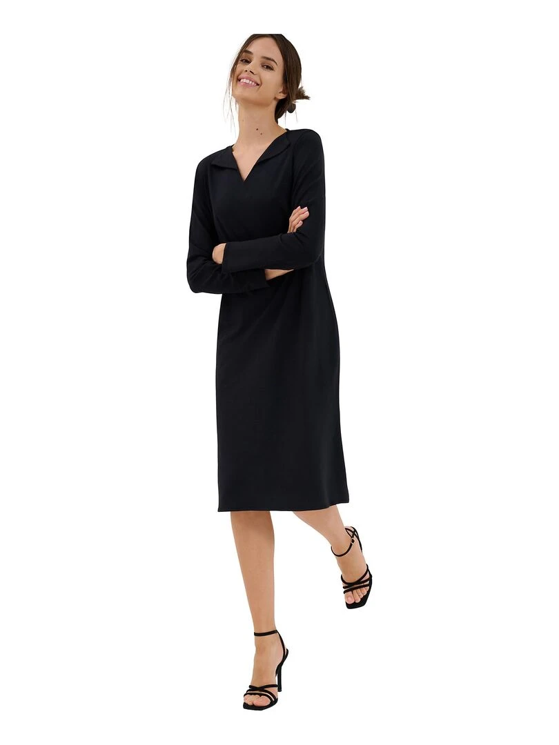Chemise de nuit manches longues Mia   Noir