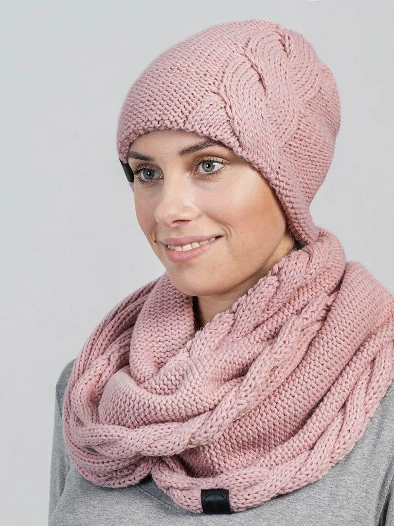 Ensemble Snood Bonnet Moyna Made in UE Rose