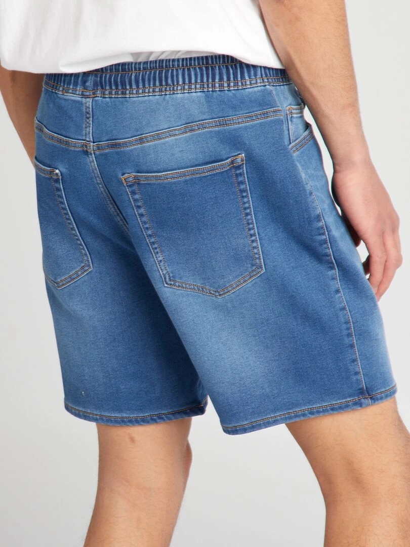 Bermuda en jean à taille élastiquée   Bleu