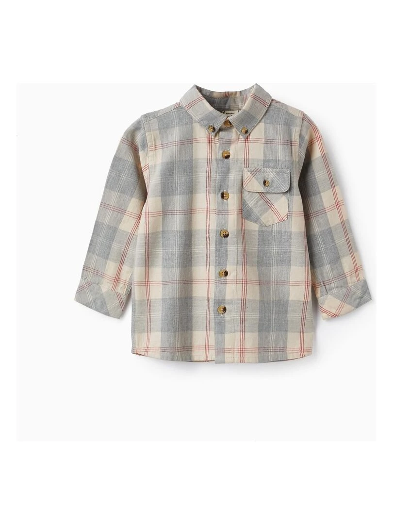 Chemise à carreaux en coton pour bébé garçon 'B&S' manches longues NOËL Gris