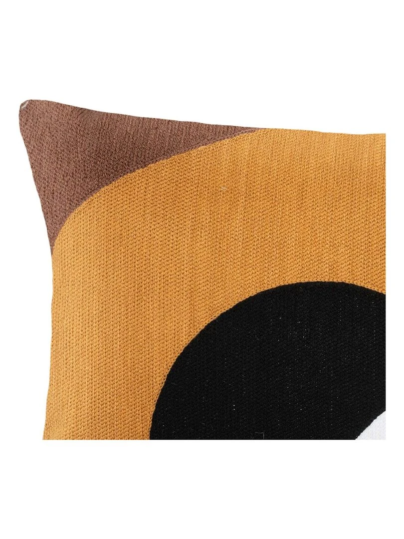 Coussin brodé et déhoussable Jaune