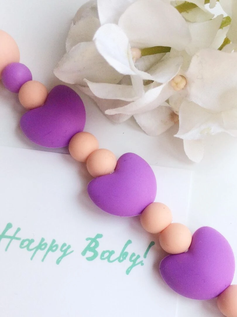 Accroche Tétine Non Toxique Coeur Violet Violet