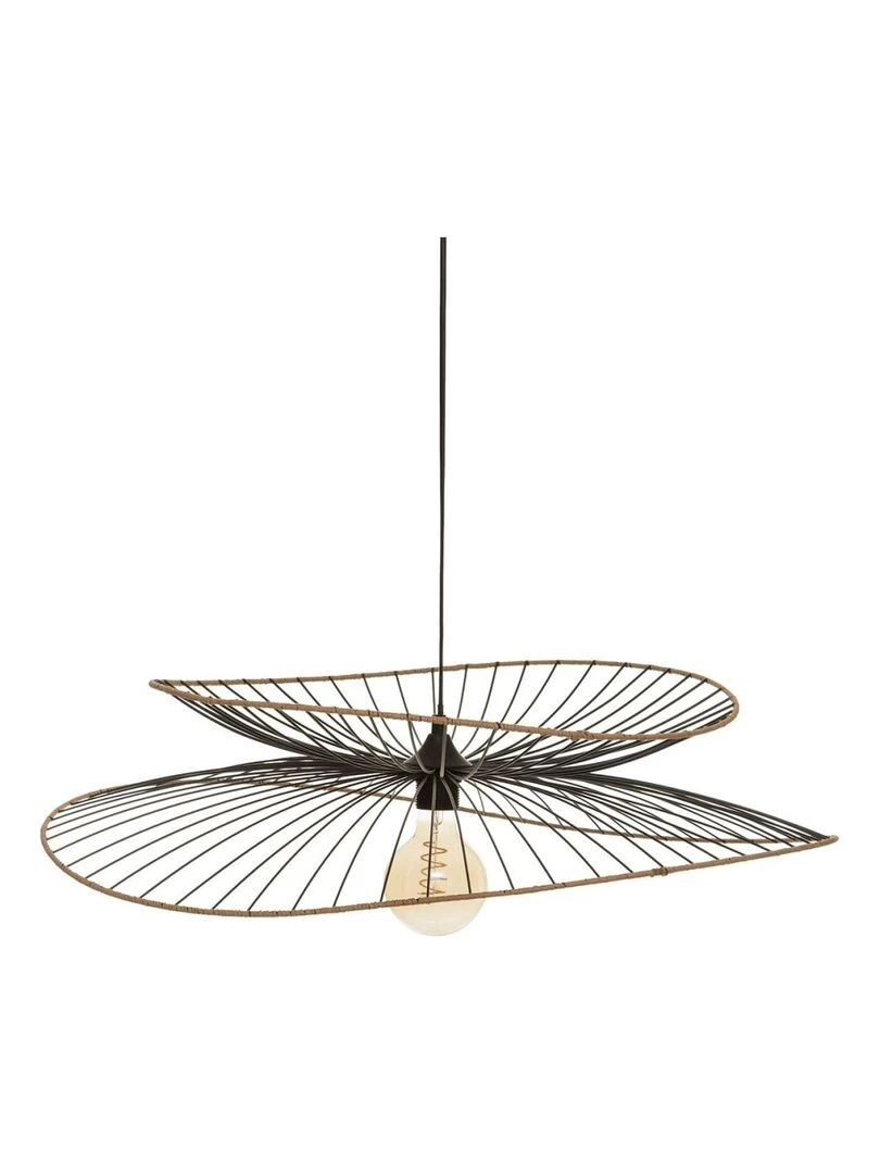 Suspension métal et rotin Alara noir D69.5 Noir