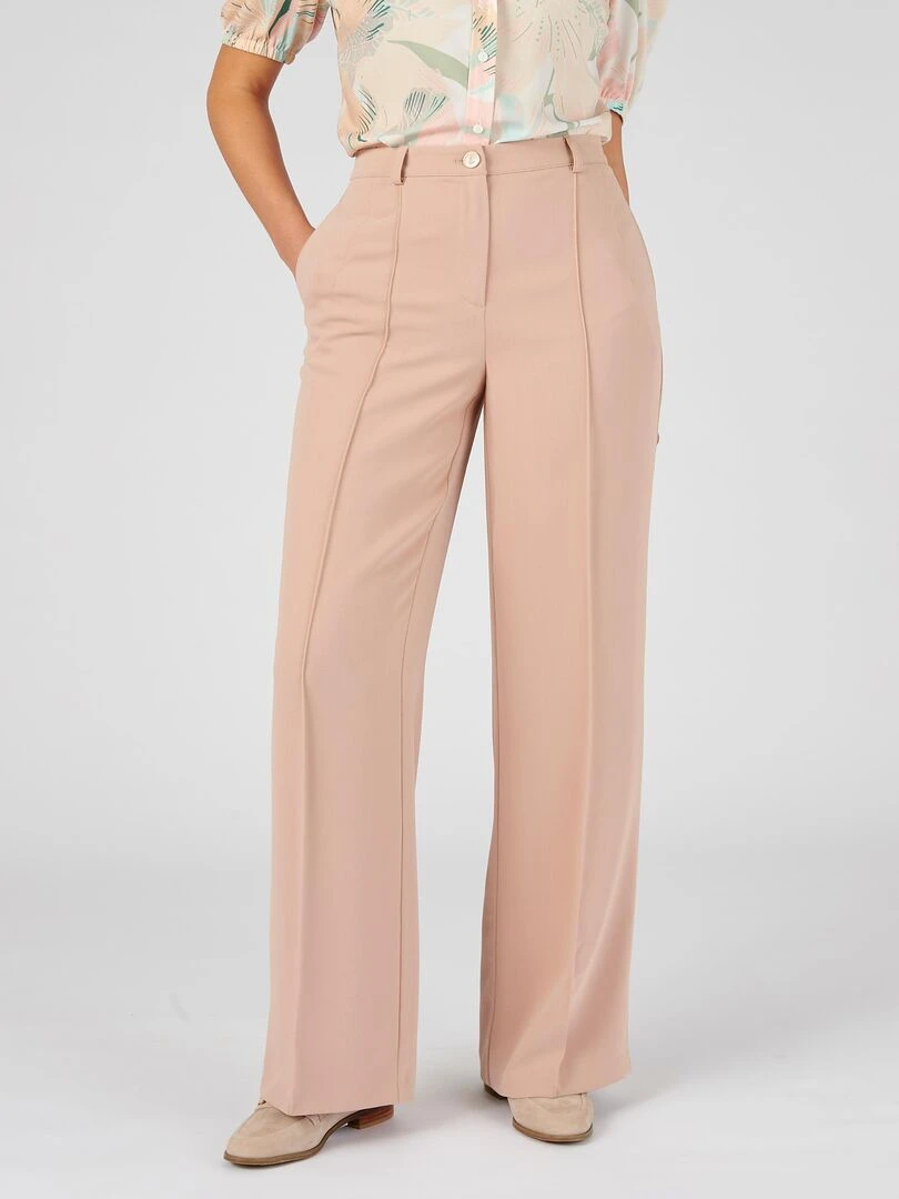 Pantalon large fluide Damart Taupe