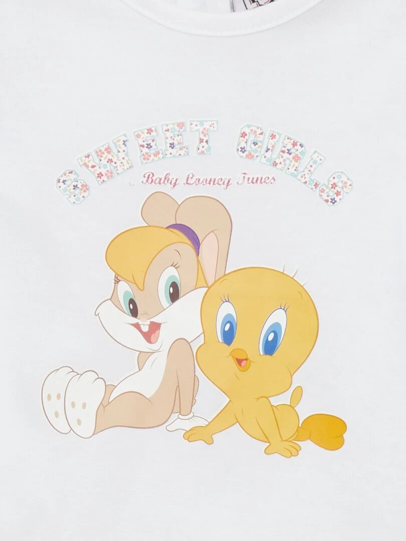 Ensemble tee shirt + legging 'Looney Tunes'   Blanc/rose