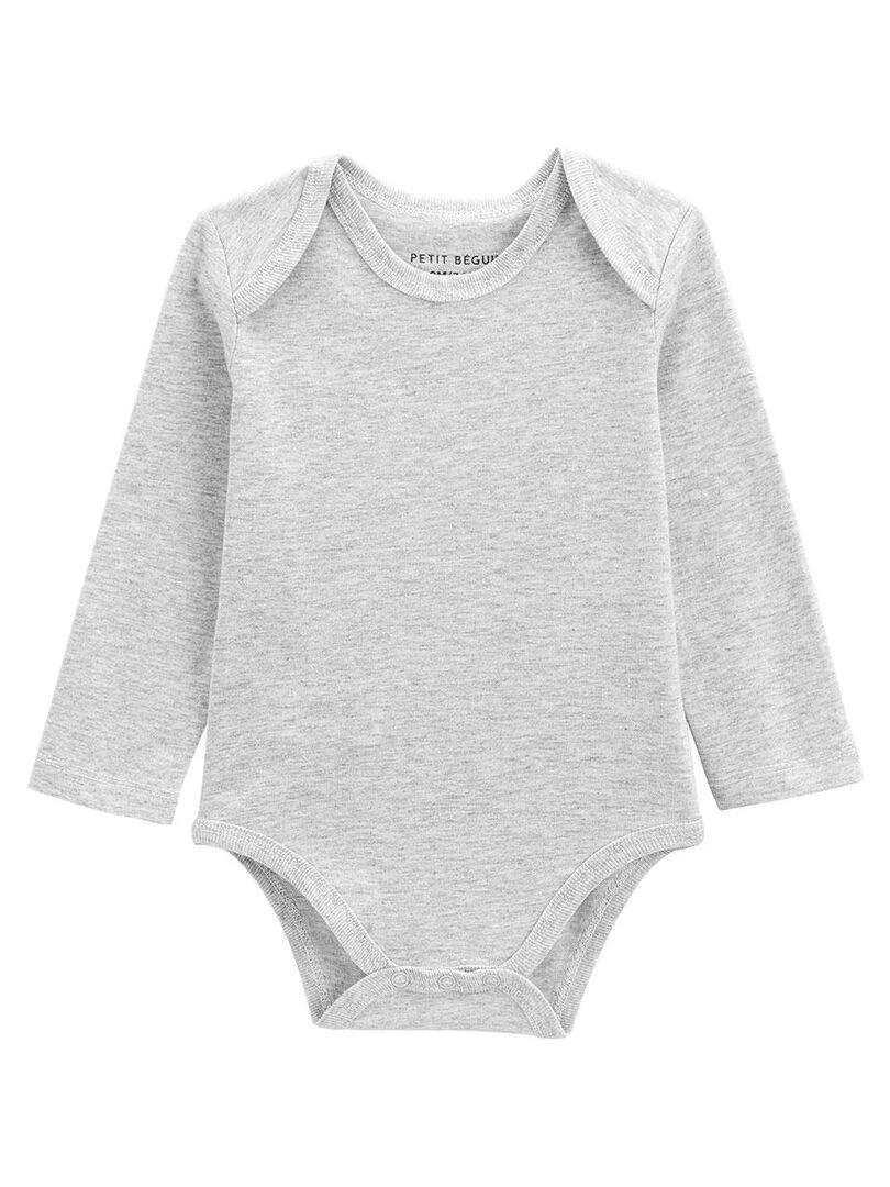 Lot de 3 bodies bébé manches longues Gris Gris