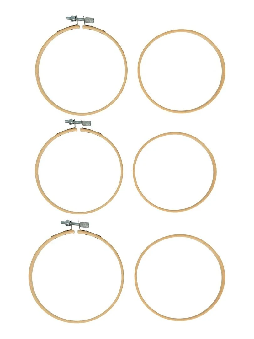 3 anneaux de broderie en bois 10 cm   N/A