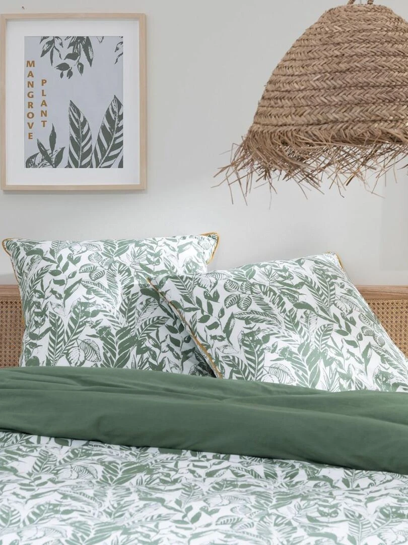 Future Home   Parure de lit 2 personnes en coton 57 fils imprimé vert   Vert